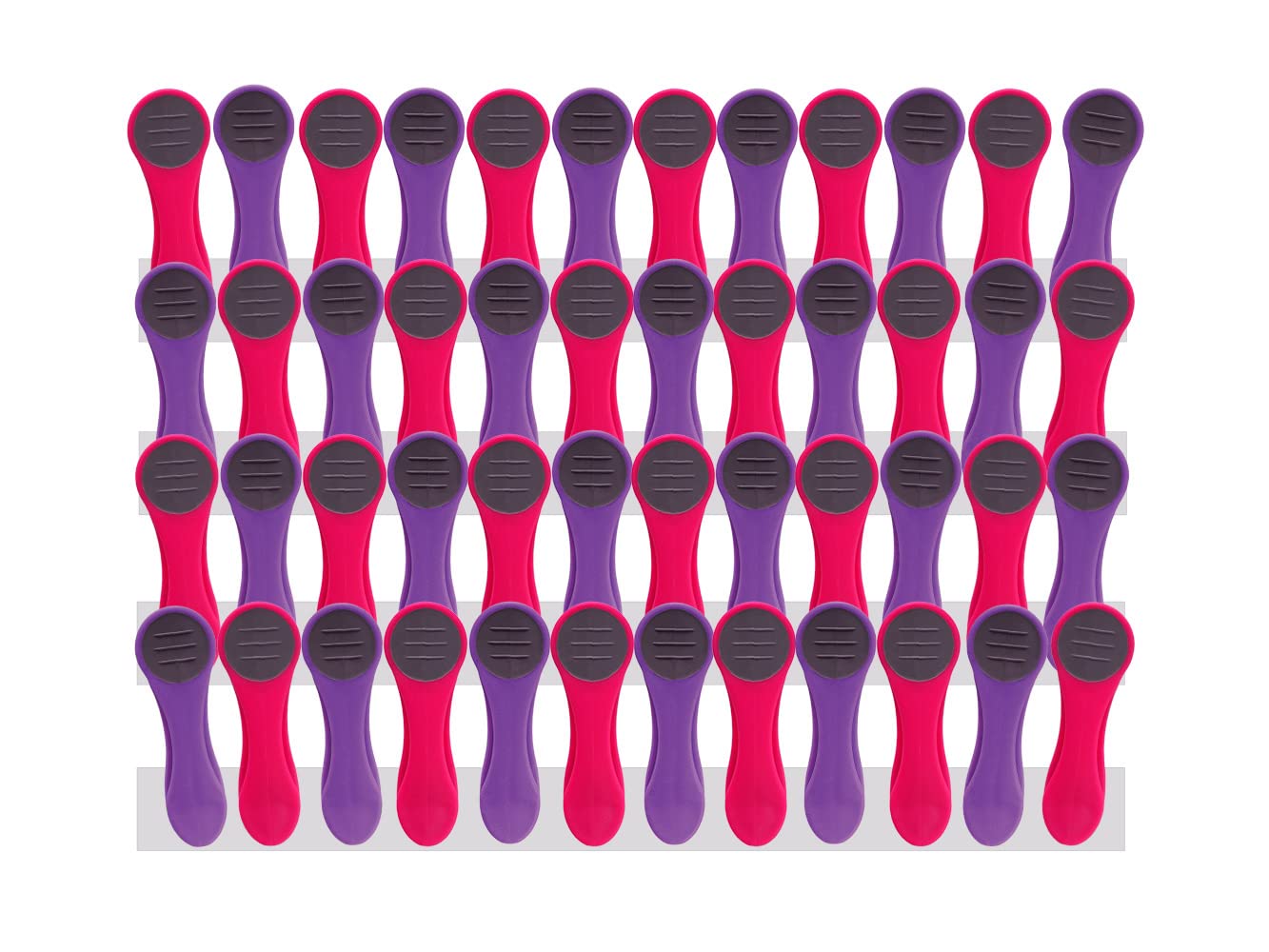 48 Clothes Pegs with Springs Made of Stainless Steel, Soft Grip, Soft Touch, Purple, Pink