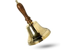 ARSUK Brass Handbell for Adults - Large School Bell with Wooden Handle - Call Bell for Elderly at Home - Loud & Clear Sound