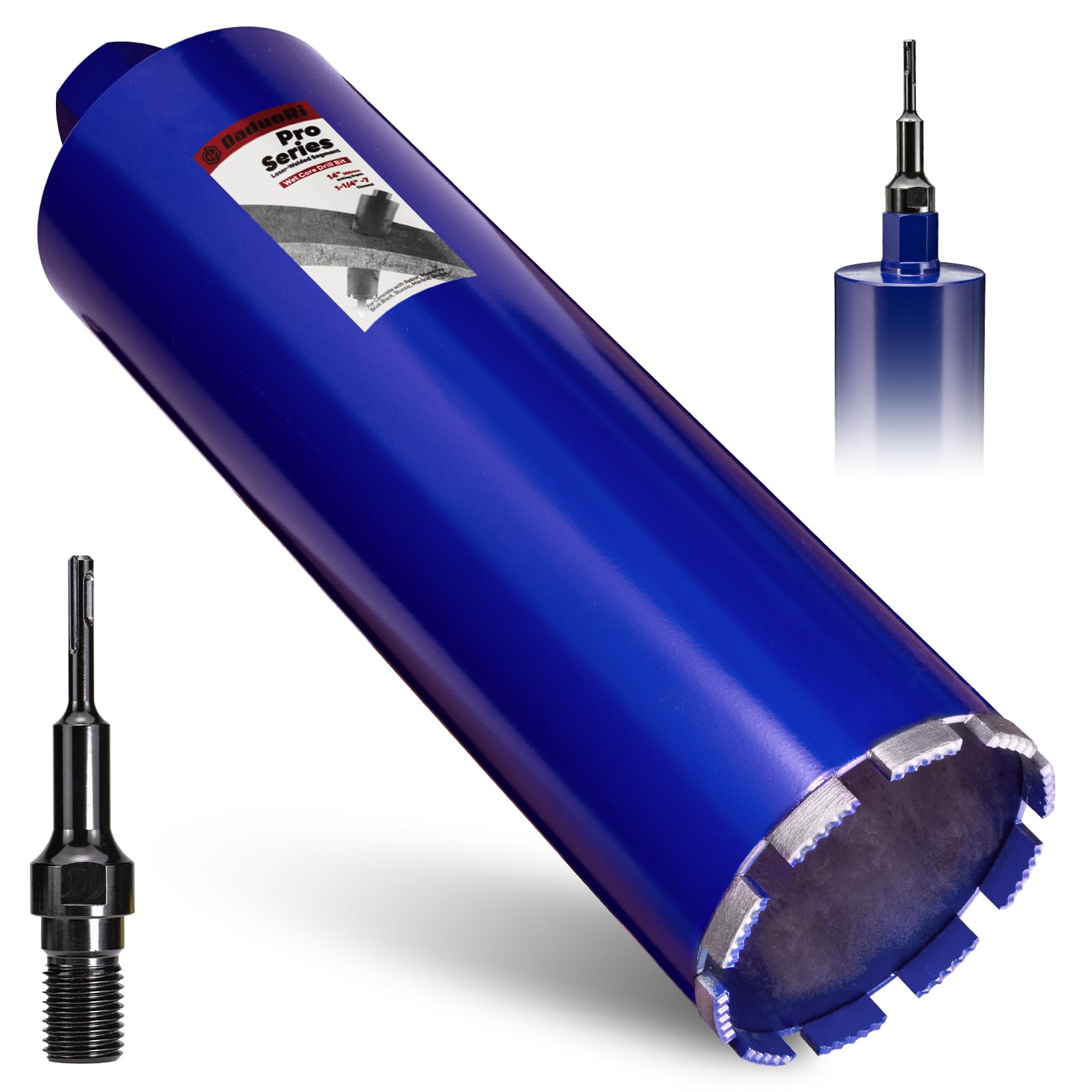 Photo 1 of DaduoRi 4-1/2" Pro Concrete Core Drill Bit with SDS Plus Adapter (1-1/4"-7 Thread) - 14" Cutting Depth & Upgraded Welded Core Bits for Concrete with Rebar, Brick, Masonry,Stucco,Mortar,Wet Coring