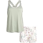 Lucky Brand Womens 2 Piece Lounge Set, Lightweight Soft Pajamas Sleepwear Crossback Tank Top and Sleep Shorts