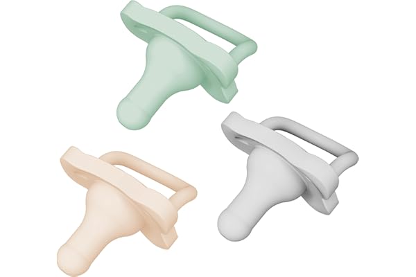 Dr. Brown's HappyPaci 100% Silicone Baby Pacifier, Contoured One-Piece Design, Cool Gray, Green, Ecru, 0-6m, BPA-Free, 3 Pack