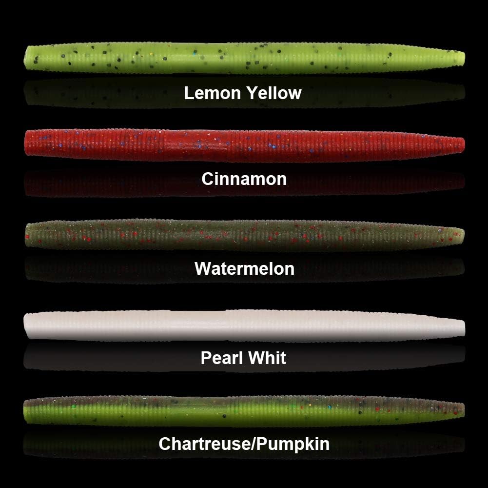 XFISHMAN Senko Worms Bass Fishing Lure Kit 30 pk Wacky Rig Worms Soft Plastic Stick Baits 4" 5" inch (Senko Worms (4in, 5 Colors, 30pcs)) : Sports & Outdoors