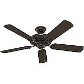 Hunter 52 inch Outdoor or Indoor Ceiling Fan No Light - Bronze Ceiling Fan without Light, For Patio, Porch, Garage, or Living