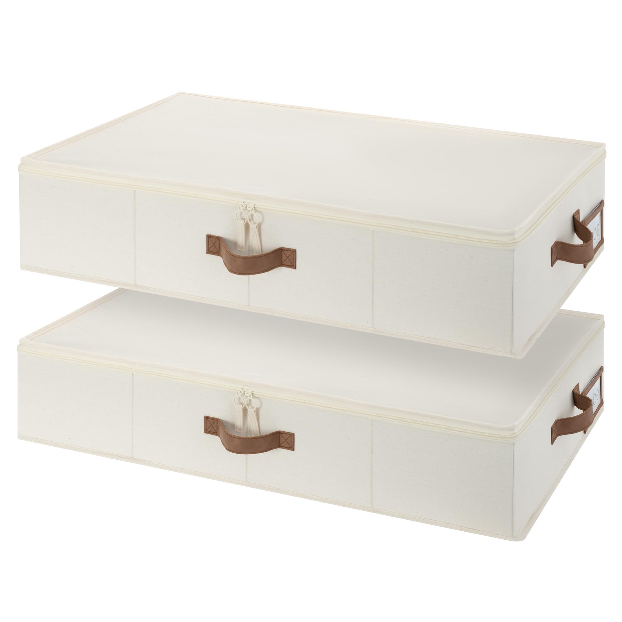 Photo 1 of StorageWorks Underbed Storage with Lid, 2-Pack Under Bed Storage Containers for Clothes, Bedding, and Sweaters, Beige