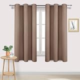 DWCN Blackout Curtains 2 Panels 54 x 46 Eyelet Khaki Thermal Room Darkening