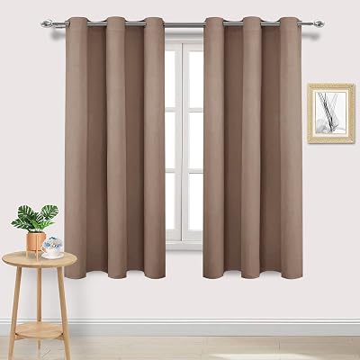 DWCN Blackout Curtains 2 Panels 54 x 46 Eyelet Khaki Thermal Room Darkening