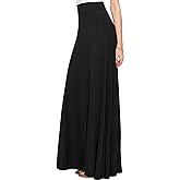 Lock and Love Women's Casual Comfy Stylish High Waist Flare Long Maxi Skirt – Available in Print & Solid Options
