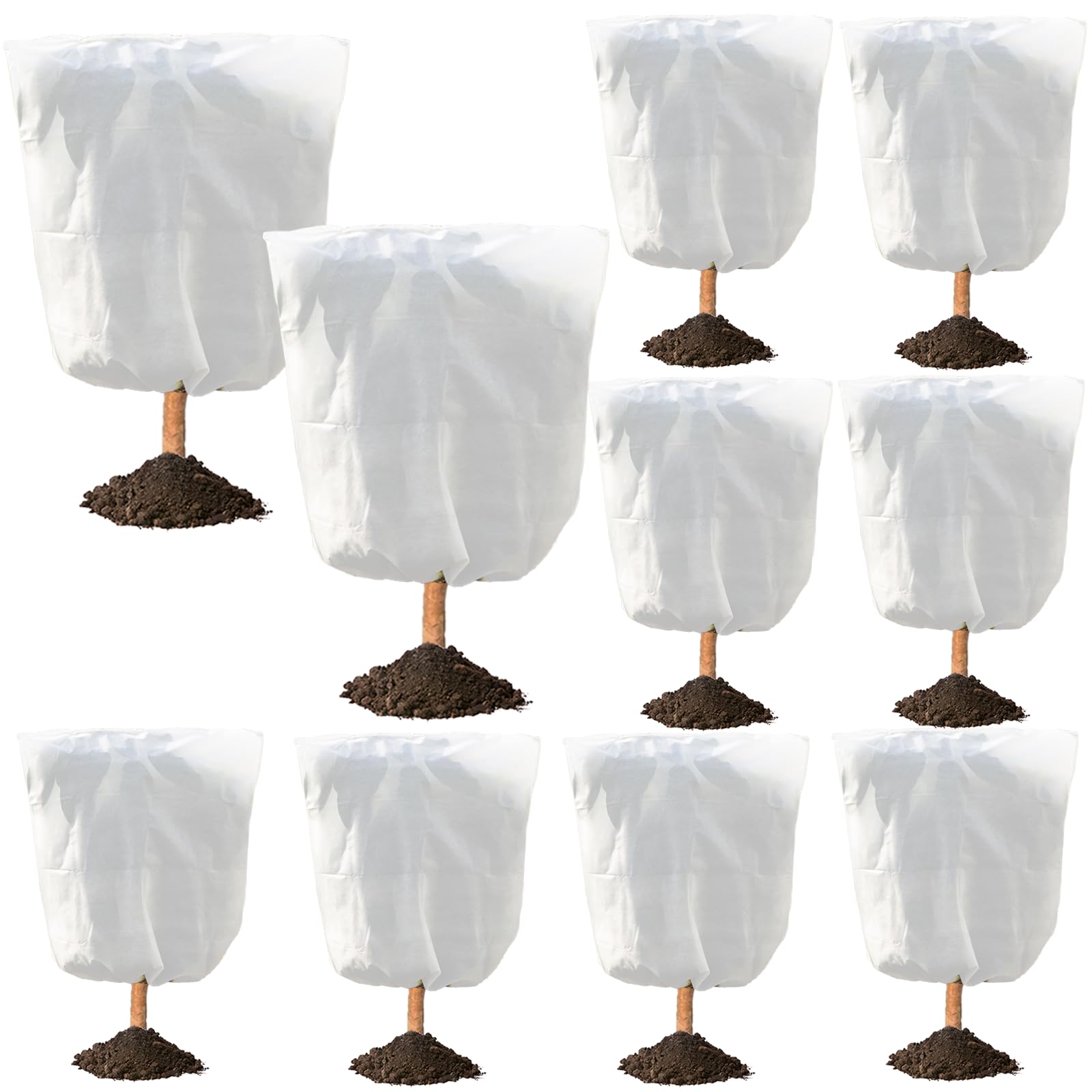Photo 1 of 10 Pack Plant Covers Frost Protection Bag 39.5" x 39.5" Winter Drawstring Plant Covers Winter Reusable Plants Jacket for Fruit Tree Shrub Potted Plants