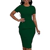 PerZeal Women's Summer Short Sleeve Dress - Elegant Office Church Business Wear to Work Bodycon Pencil Sheath Dresses