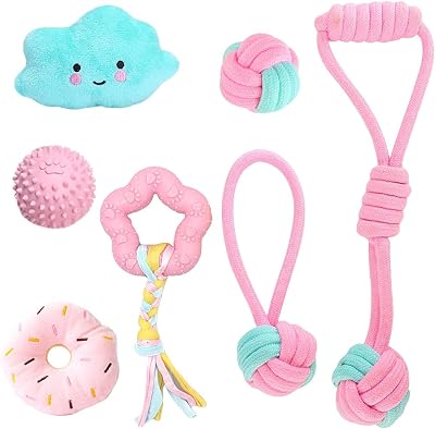 Speedy Panther 7Pcs Dog Toys Small Dogs Puppy Teething Rope Squeaky