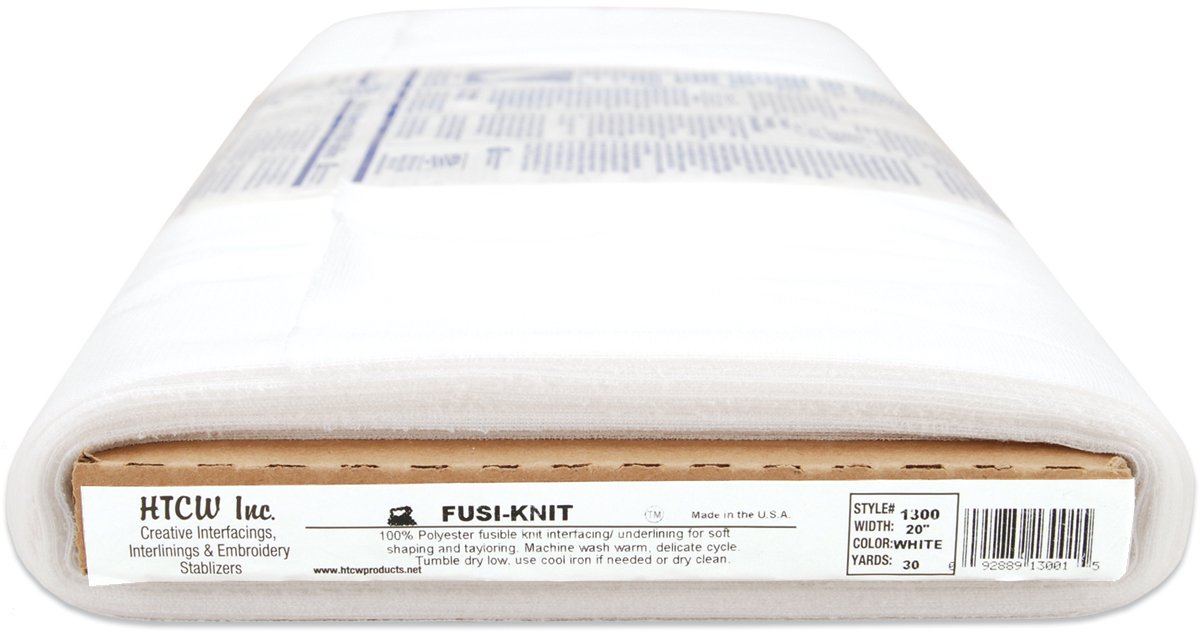 HTC Fusi-Knit Fusible Tricot Interfacing 20 inches x 30 Yards, White, 20" X30yds