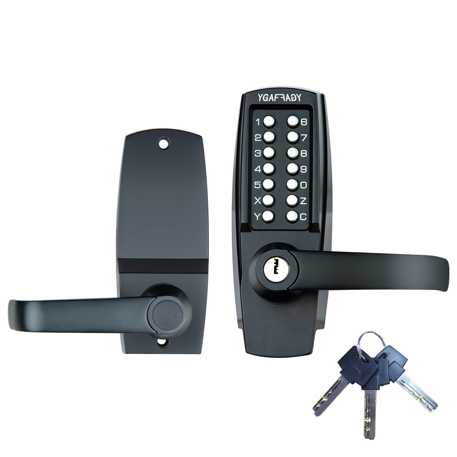 Photo 1 of Mechanical Entry Door Lock, Weatherproof Keypad Deadbolt with Handle, Security Heavy Duty Lock Without Electronic, Easy Installation, for Home, Yard-gate, Office, Indoor or Outdoor (Black, HD)