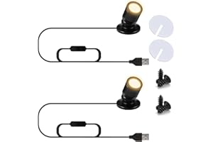 INKECI USB Powered Mini Spotlights for Displays 2-Pack – 5V Small LED Spot Lights Indoor, 7 Color Options, Compact USB Spotlight for Display Cases, Shelves, Cabinets, and Artwork (2PACK Warm Light)