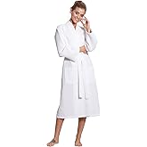 Turkuoise Linen Premium Cotton Blend Lightweight Long Waffle Kimono Bath and Spa Robe