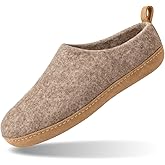 HAUSSIMPLE Wool Indoor Slippers - Natural Organic Wool, Genuine Leather Sole, Handmade in Nepal - Cozy, Warm, Soft, Unisex Non-Slip House Shoes for Men & Women - Perfect for Winter Comfort