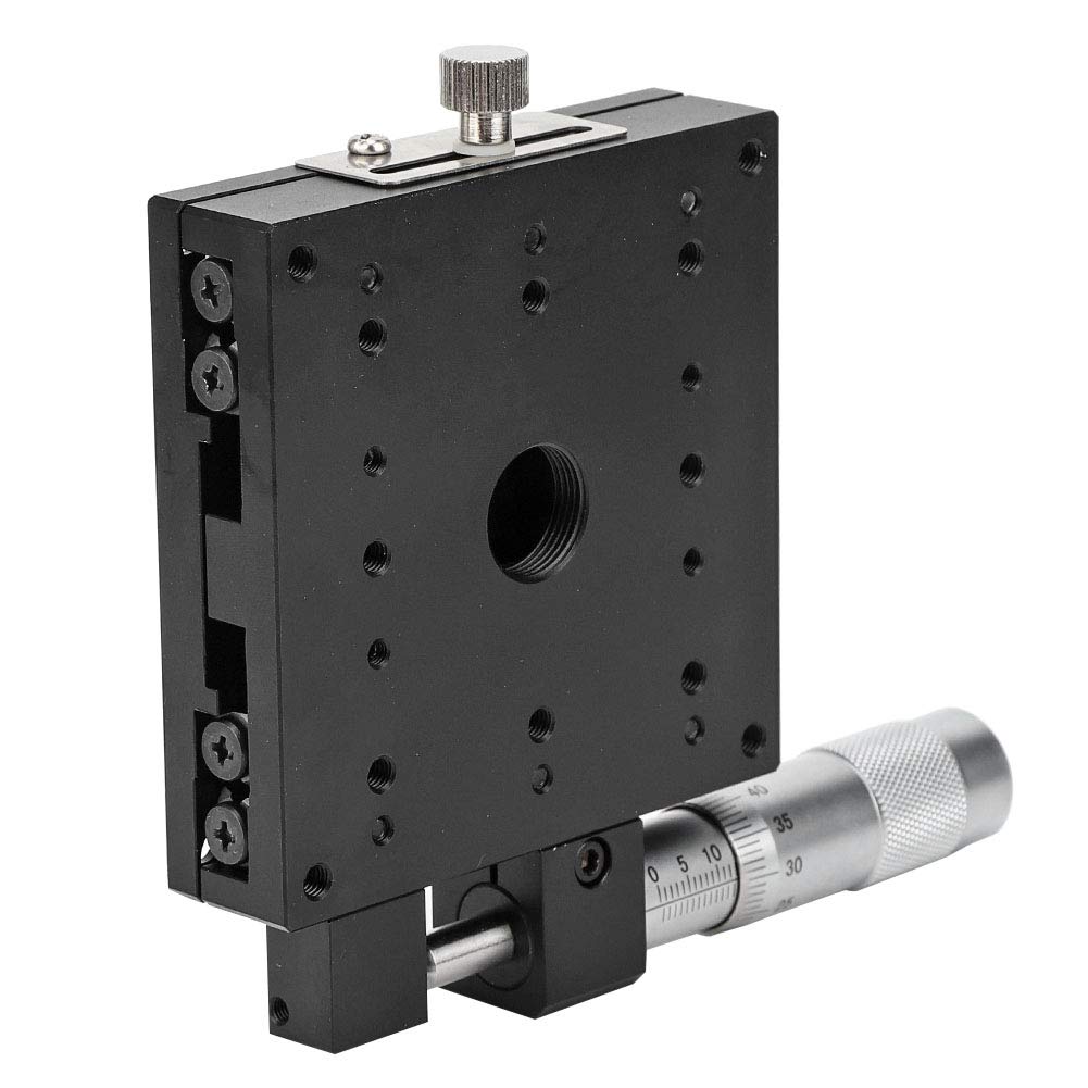 Manual X Linear Stage,Micrometer Fine Tuning Slide Table, Precision Trimming Platform Cross Roller X-axis Linear Position Stage 80 * 80mm,for Precision Inspection, Equipment Positioning Etc