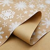 ADQUATOR Kraft White Snowflake Wrapping Paper Roll 15m x 43cm ECO view 2