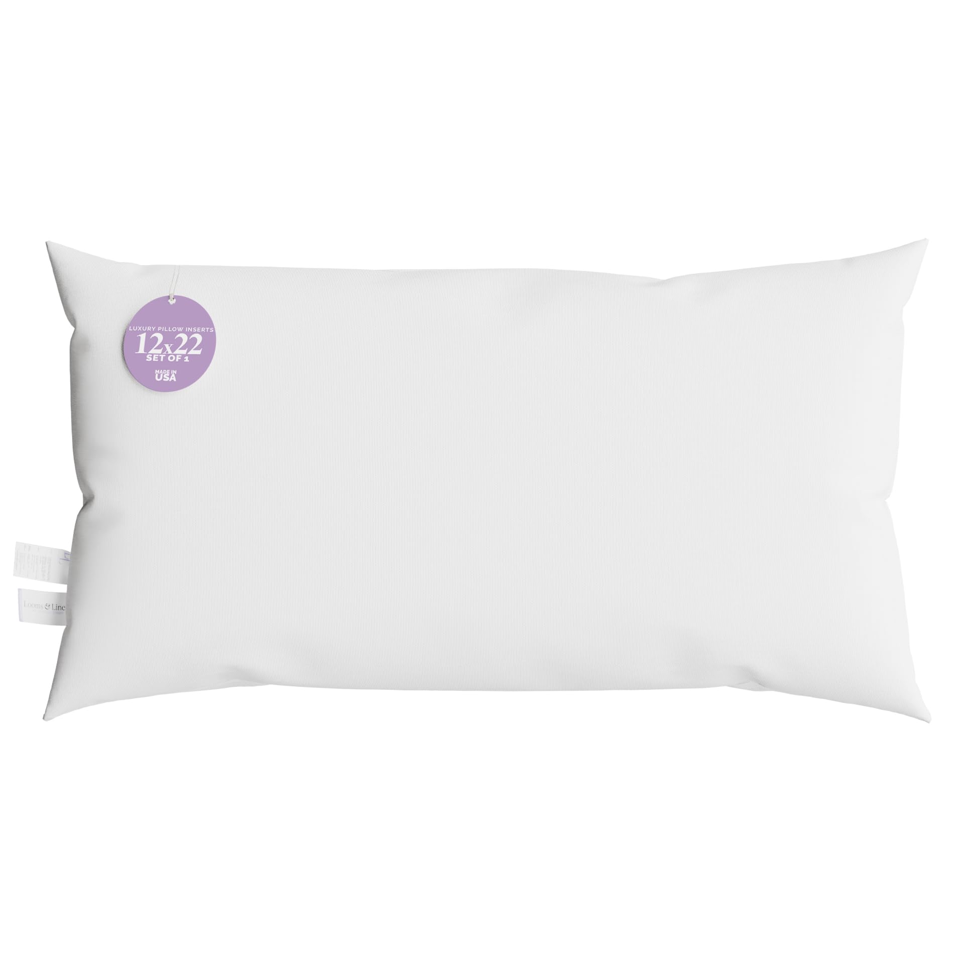 Photo 1 of 12x22 inch Lumbar Pillow Insert by Looms and Linens with Down Alternative Boudoir Pillow - USA Made Lumbar Pillow Pack of 1