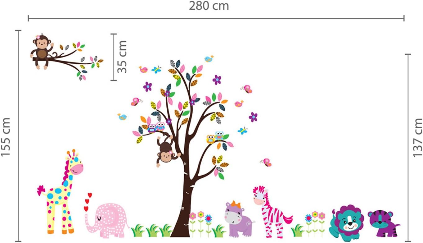 Walplus Wall Stickers Mural Decal Paper Art Decoration Happy Animals Tree Kids Room Children Cute - Image 4