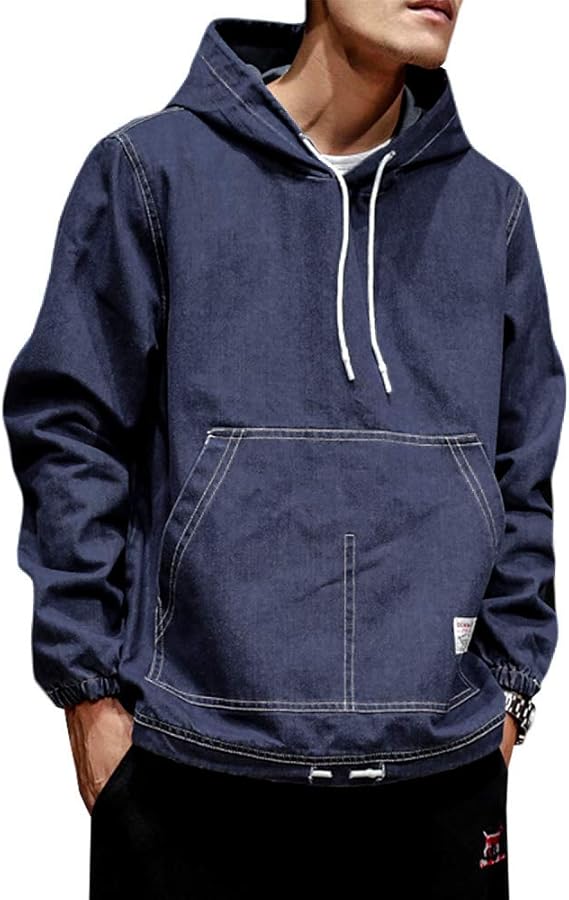 Amazon Yimanie メンズ デニムパーカー プルオーバー トレーナー パーカー フード付き Gジャン スウェットデニム メンズ おおきいサイズ 春 夏 秋 カジュアル トップス ジージャン 男女兼用 トレーナー パーカー 通販