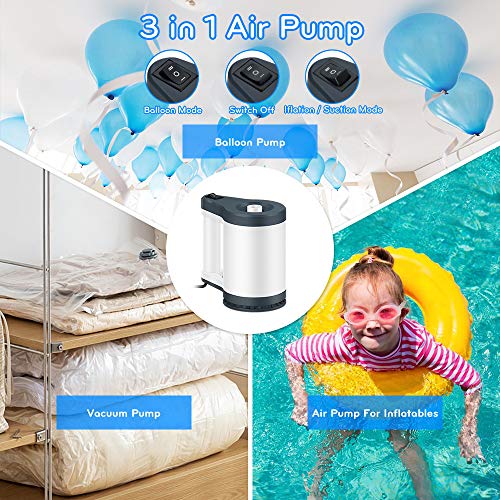 VEEAPE Electric Inflatable Pool Balloon Pumps, Portable QuickFill Inflatable Bed Pump with 5