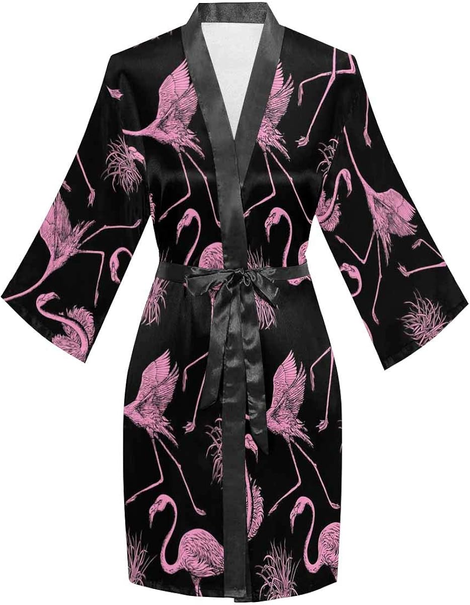 flamingo kimono robe