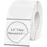 Yeachlaing 1.5" Transparent Thermal Label Stickers,Waterproof Thermal Printer Sticker Labels for Gift Wrapping, Self-Adhesive Name Price Tag DIY Custom Logo Design (500 pcs)