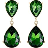 EVER FAITH Women's Rhinestone Crystal Fashion Prom Wedding Waterdrop Dangle Pierced Earrings