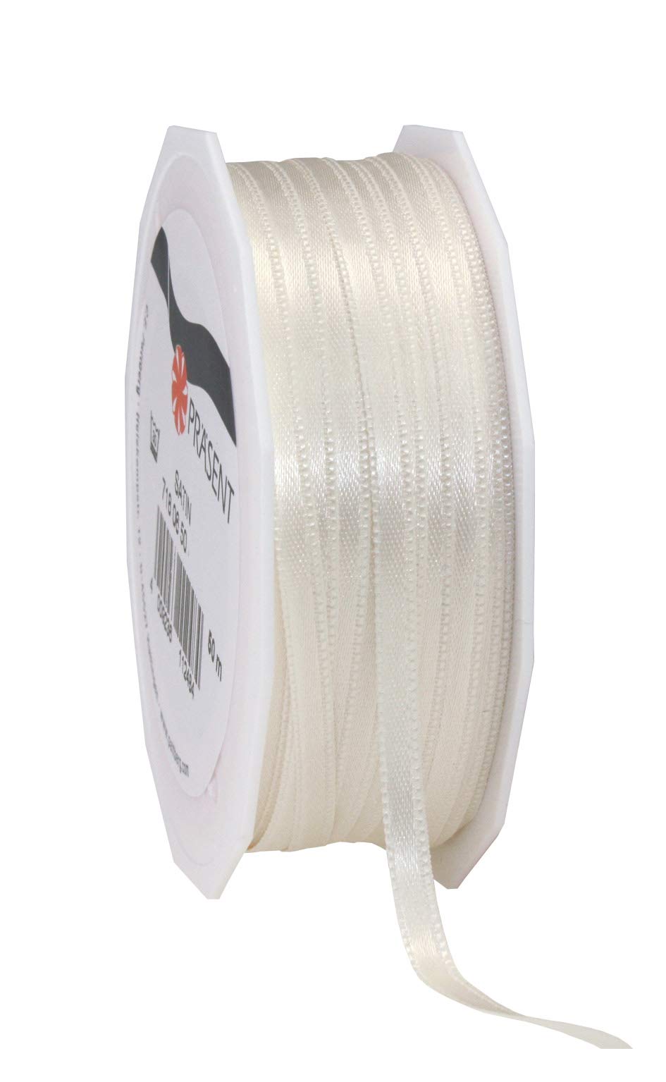 Präsent - Satin Ribbon Ivory 6 mm Width, 50 m Length — image 1