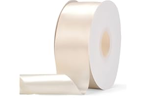 Ewaymado Solid Color Creamy-White Double Faced Satin Ribbon 2" X 50 Yards, Fabric Ribbons Perfect for Wedding and Party Decoration,Gift Wrapping, Sewing, Crafts