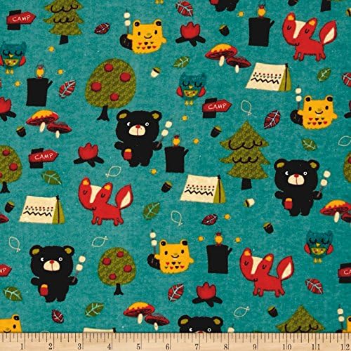 Alpine Flannel Bear Country Teal Fabric By The Yard