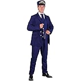 Adult North Pole Train Conductor Costume Mens, Railroad Crew Halloween Outfit, Suited Railway Operator Costume