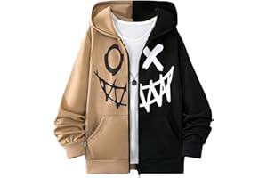 COZYEASE Boys'Zip Up Hoodies Pullover Tops Graphic Long Sleeve Drop Shoulder Spring Fall Tops without Fleece