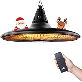 Sundate Hanging Heater, 1500W Outdoor Electric Patio Ceiling Heater with Remote Control, Infrared for Courtyard, Garage, Patio, Overheat &amp; Tip-Over Protection, Waterproof, Black