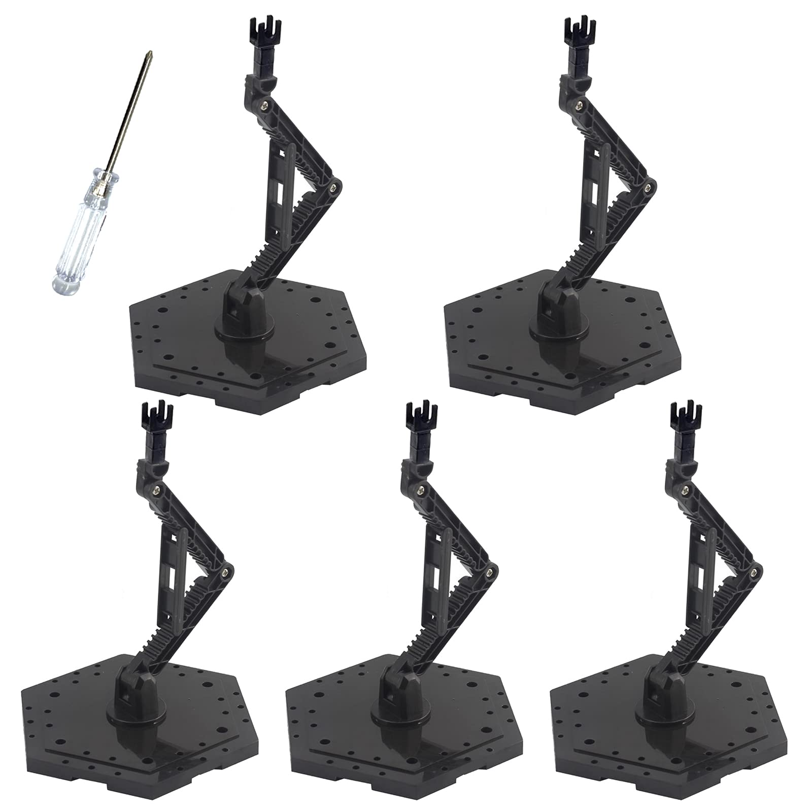 XISTEST Hobby Action Base, Model Stand Hobby Display Stand Compatible with Gundam HG RG 1/144 Scale Figure Models, Black (5pcs)