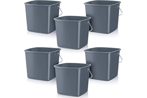 Zhehao 6 Pcs 3 Quart Cleaning Bucket Small Detergent Square Bucket Sanitizing Plastic Pail with Handles Square Cleaning Pail for Home, Offices, School, Commercial Use, Food Service (Gray)