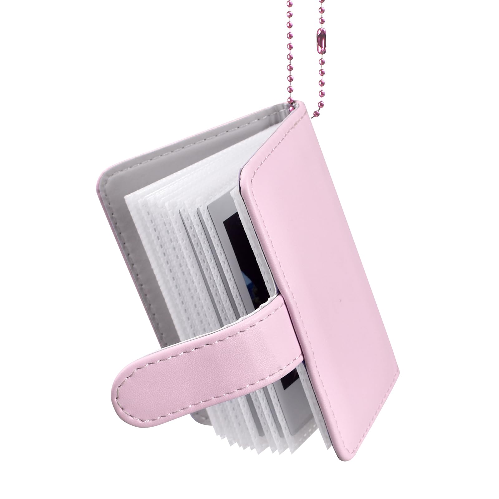 HIYQIN 32 Pockets Mini Photo Album Compatible with Fujifilm Instax Mini Film - Instax Mini 13 12 99 70 7s 8 8+ 9 11 EVO LiPlay/LiPlay+, Portable Mini Photo Album with Keyring - Pink — image 1