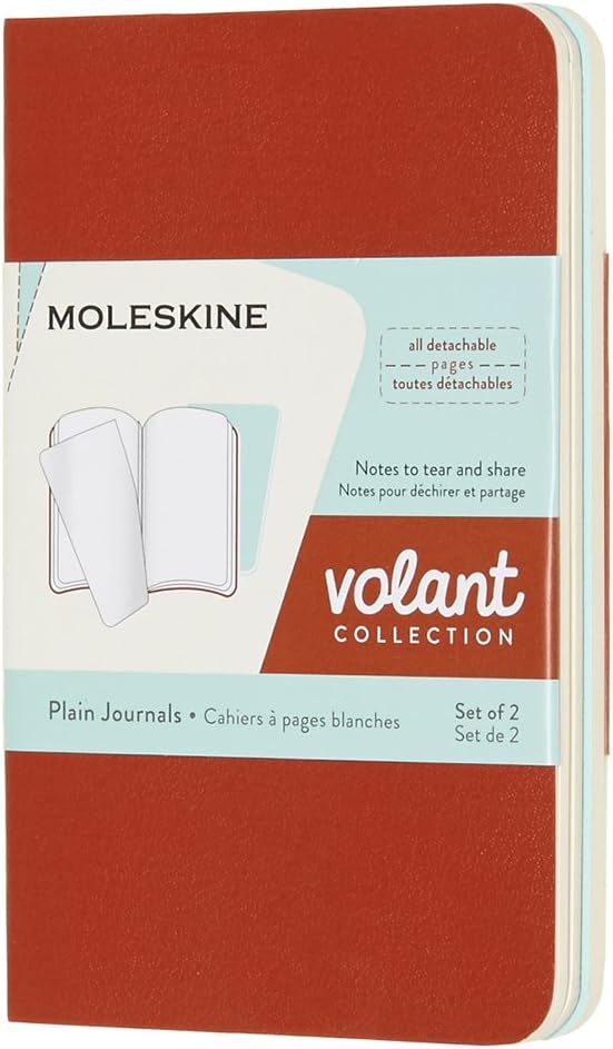 Moleskine Volant Journals XS Plain Coral Orange Aqua.Blue, 6.5 x 10.5 cm