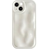Caseative for iPhone 13 Case, White | Water Ripple Wave Meteorite Bubble Pattern Chrome Plating Soft