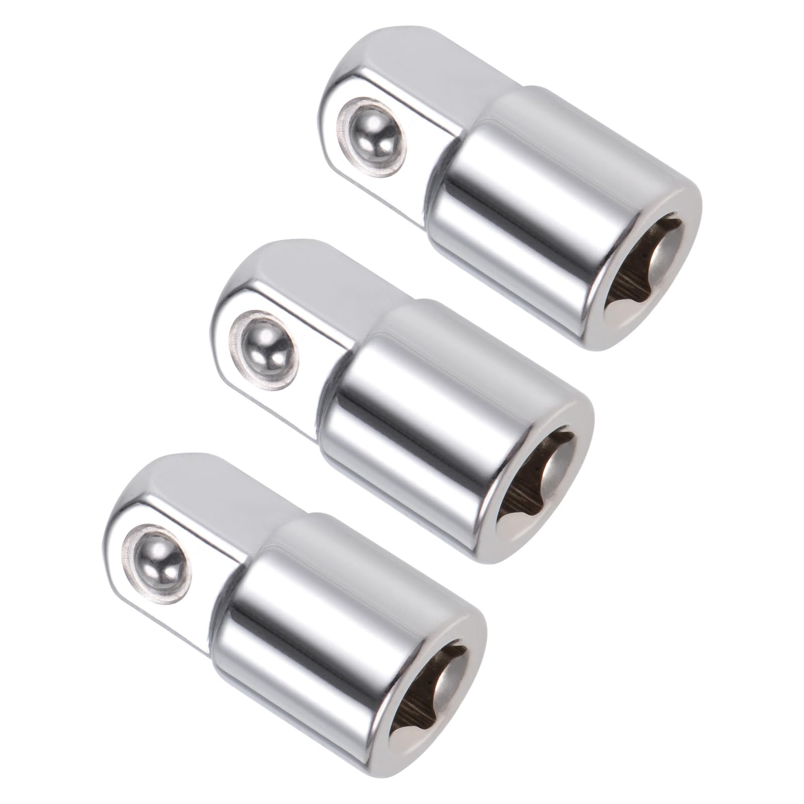 CoCud Socket Reducer, 1/4" to 3/8" Joint Size, CR-V Spring-Loaded Ball Detent Safe & Firm Impact Socket Adapter - (Applications: for Automotive Repairs), 3-Pieces