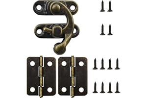 40Pcs Small Antique Hinges and 20 Set Bronze Tone Right Latch Hook Hasp Wood Jewelry Box Hasp Catch Decoration with Replaceme