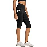 ODODOS High Waist Workout Capris with Pockets for Women, 14" / 19" Tummy Control Yoga Capri Leggings
