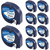 Fanooma Label Tape Replace for DYMO Letra Tag Refills 91201 91331 S0721660 White Plastic 12mm x 4m (1/2" x 13'), for Dymo LetraTag LT200B Plus LT100H LT100T QX50 XR XM Label Maker, 10-Pack