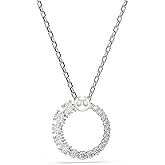 Swarovski Matrix Pendant, Earrings, Bracelet, Crystal Pearl, Round Cut Clear Crystals, Rhodium and Rose Gold-Tone Finishes