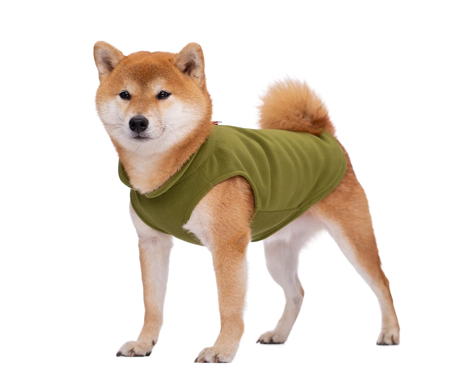 Pet Clothes, Dog Cold Weather Coat Warm Dog Jumpers Soft Fleece Vest Jacket with Leash Ring Costume for Puppy Small Dogs_XL(Olive Green)
