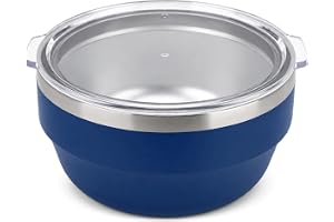 Sursip 32oz Double‑Wall Insulated Stainless Steel Bowl with Lid | Reusable Lunch Salad Container Bowl for Home Office Camping Picnic Travel, Keeps Food Warm and Cold - 1 Quart