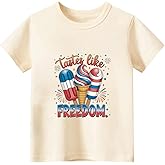 Habudda 4th of July Shirt for Boys Girls Kids Toddler USA Shirts Red White and Blue American Flag Independence Day Tee 2-8T