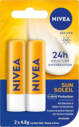 NIVEA Sun Lip Balm with SPF 30 (2x4.8g) | Protect Against Sun Burn Lip Balm, 24H Hydration