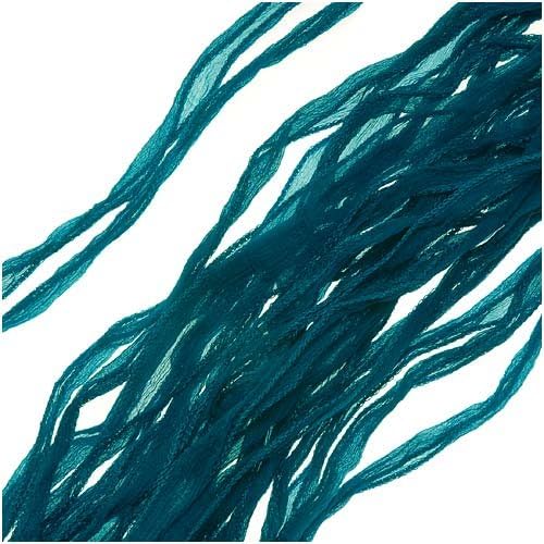 Silk Fabric Fairy Ribbon 2cm"Cerulean Blue" 40 Inch Strand (1)