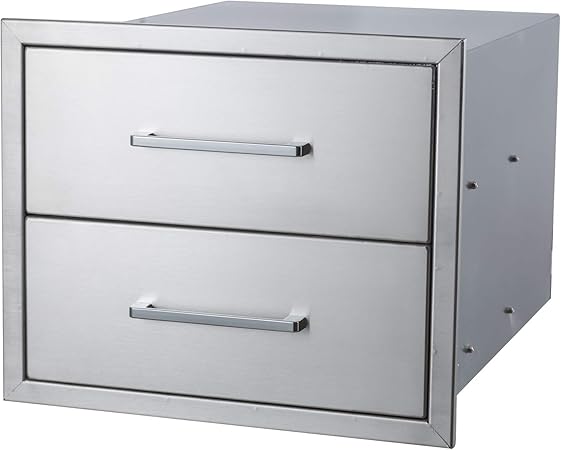 Amazon Com Yuxiangbbq Outdoor Kitchen Drawers Stainless Steel 18 W X 15 H Double Drawers Flush Mount For Outdoor Kitchen Or Bbq Island Garden Outdoor